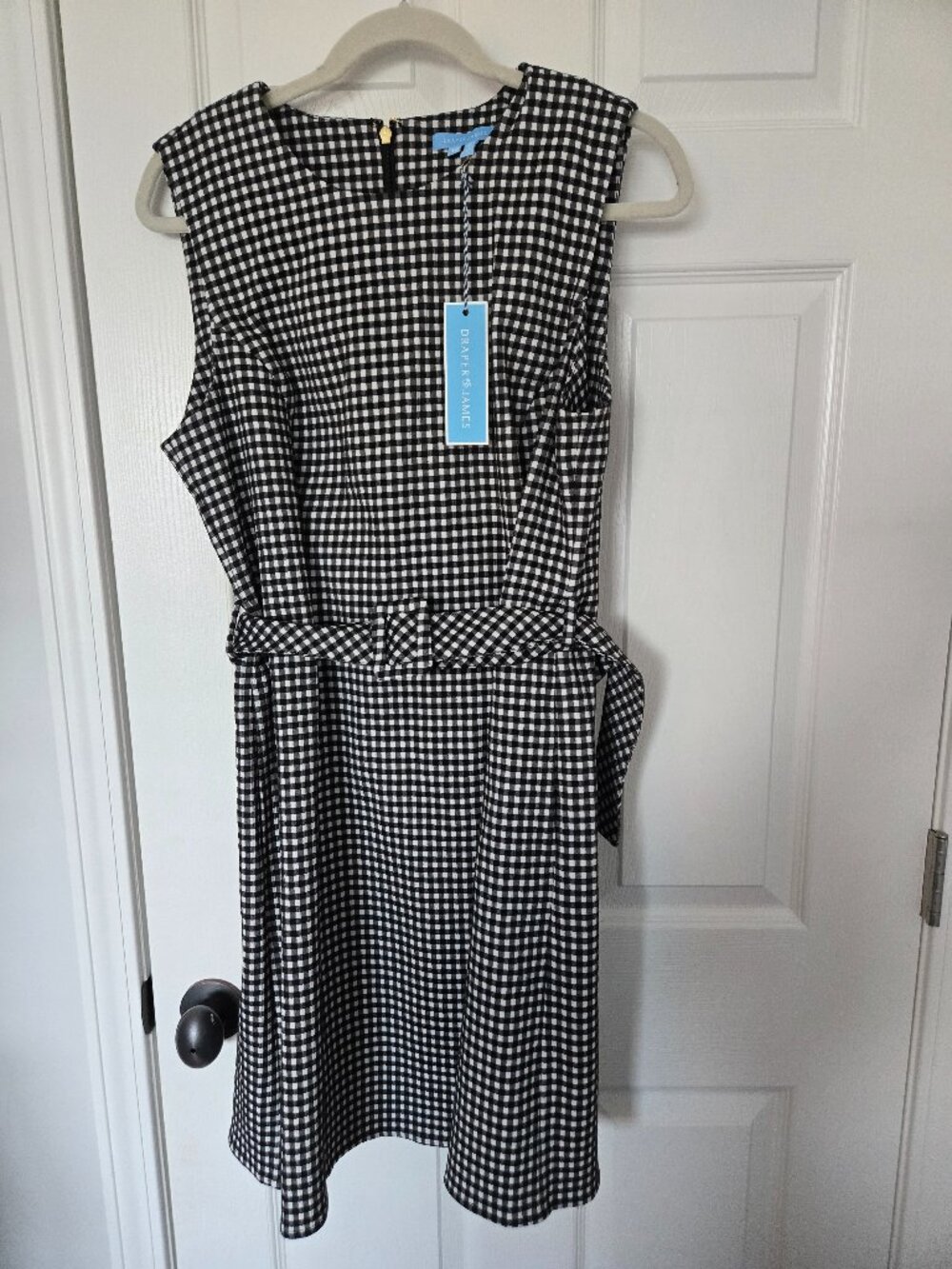 Draper James Sadie Belted Shift Dress - Black Gingham - SZ 12 - NWT